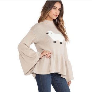 Wild Fox White Label Counting Sheep Sweater, bell sleeves, size XS